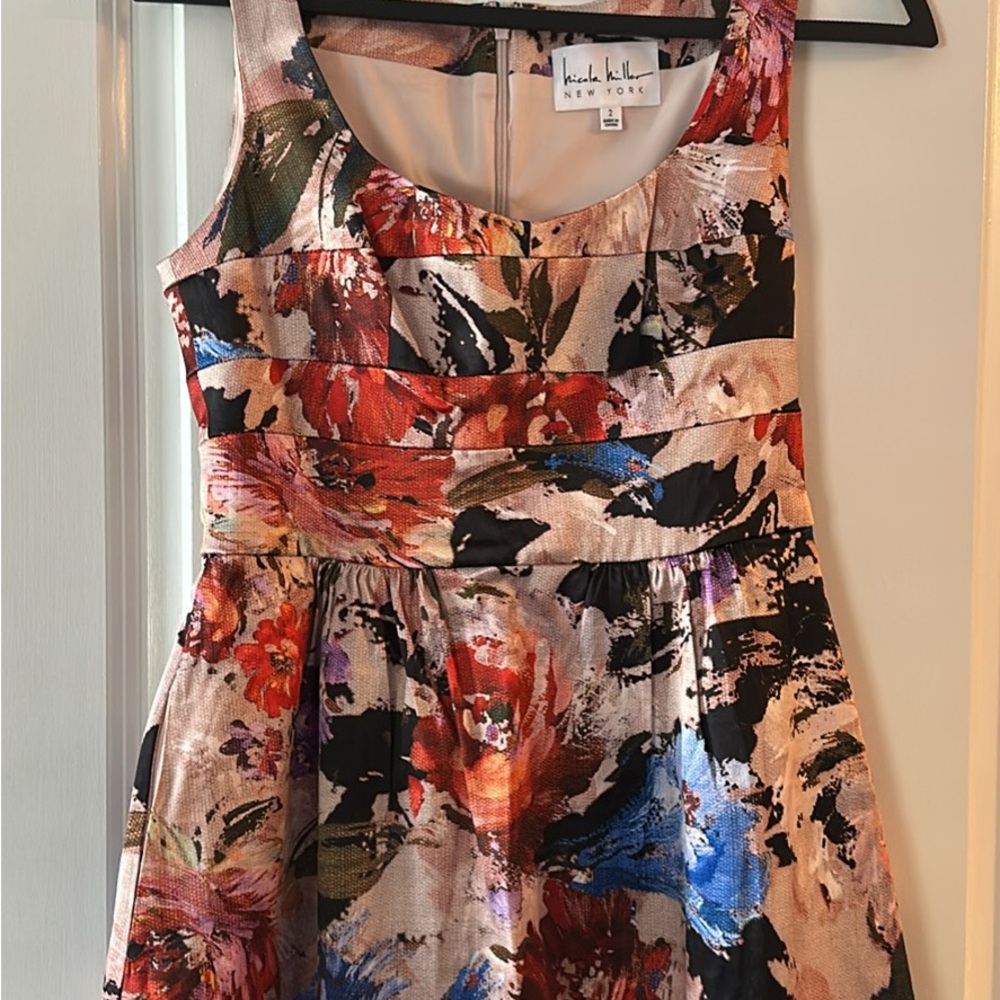 Nicole Miller Orange Ruched Fit and Flare Dress